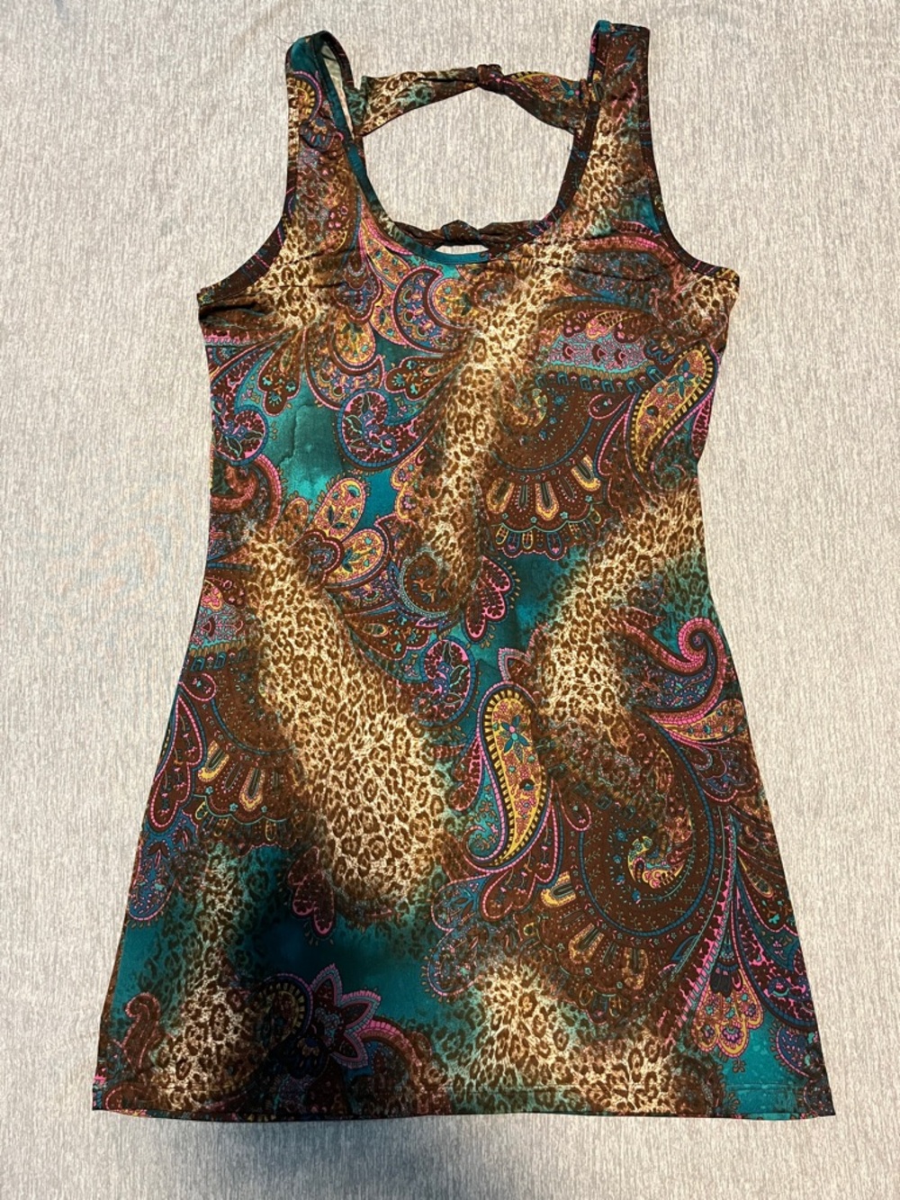 Lucy Love Teal and Brown Paisley Print Dress